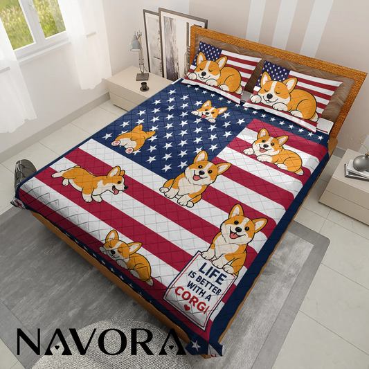 Corgi Bedding Sets – 4th July Independence Day Quilt