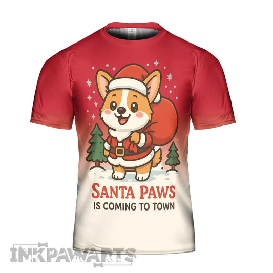 Corgi Christmas T-Shirt Cute Santa Paws Holiday Dog Tee