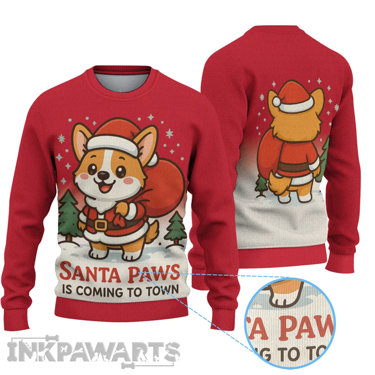 Corgi Knitted Sweater Santa Paws Christmas Pullover