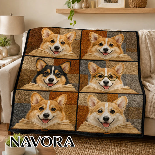 Corgi Quilt Blanket – Cozy Reading Corgi