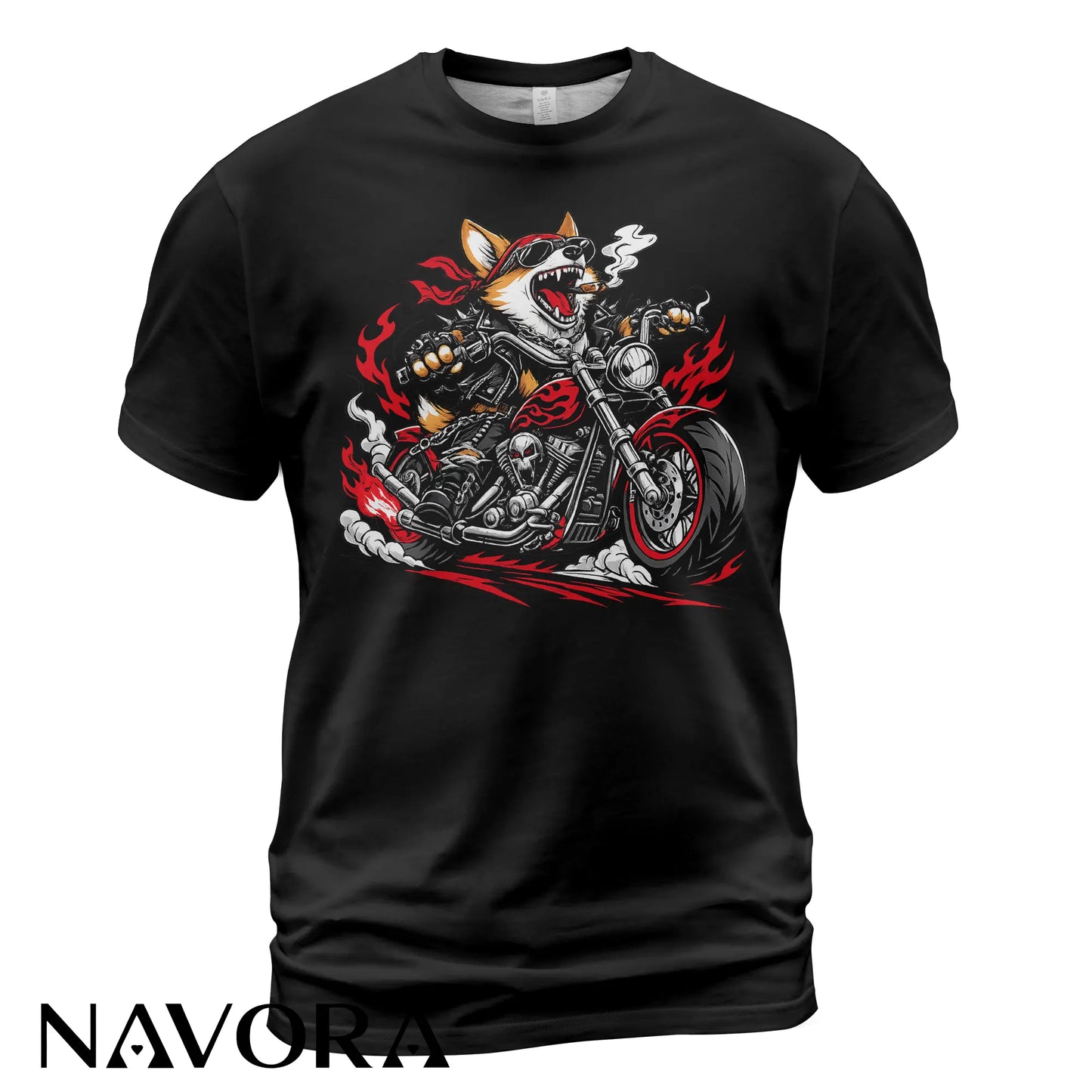 Corgi T-Shirt Biker Style – Funny Motorcycle Dog Graphic Tee for Riders & Dog Lovers Navora Official