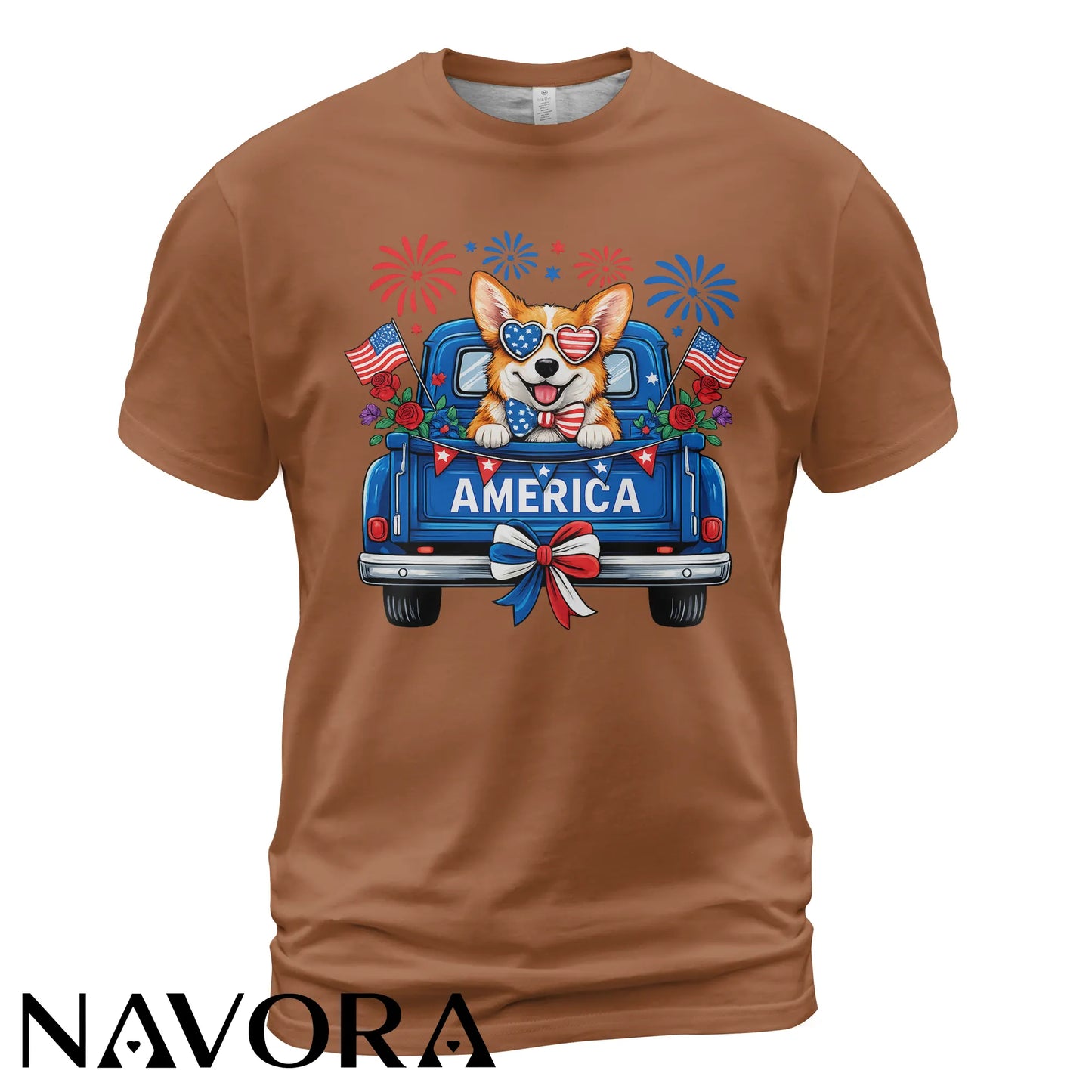 Corgi T-Shirt – Patriotic America Truck 4th of July Independence Day Shirt