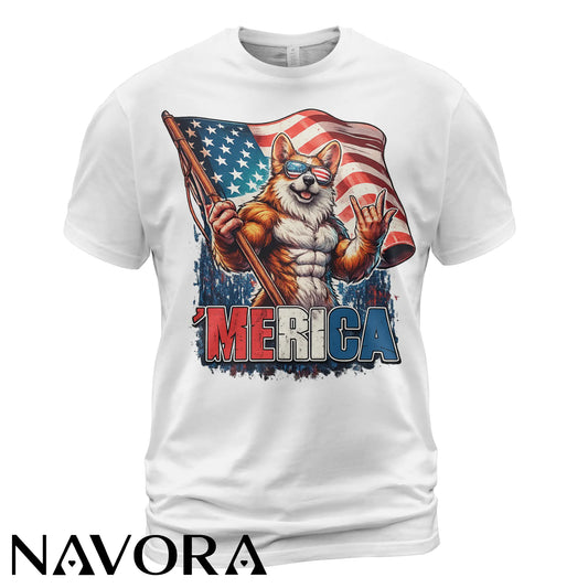 Corgi T-Shirt – Patriotic Merica 4th of July Independence Day Shirt