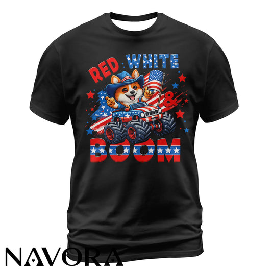 Corgi T-Shirt – Red White & Boom Patriotic 4th of July Shirt
