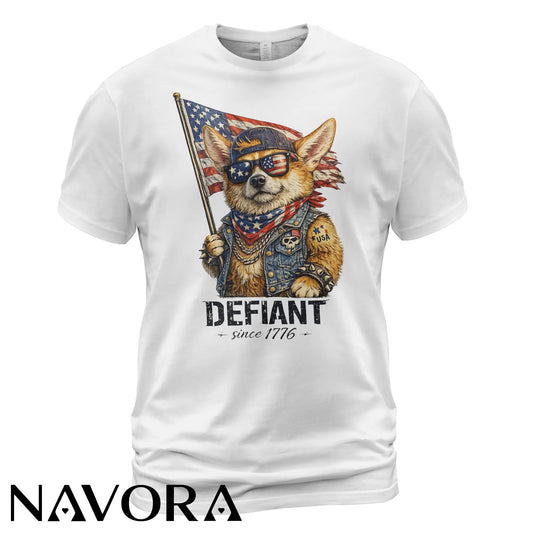 Corgi T-Shirt Defiant Since 1776 – Patriotic 4th of July Shirt