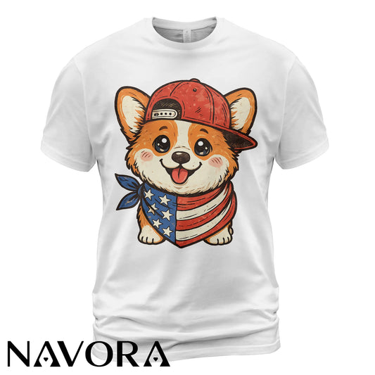Cute Corgi T-Shirt – Patriotic 4th of July Independence Day Shirt