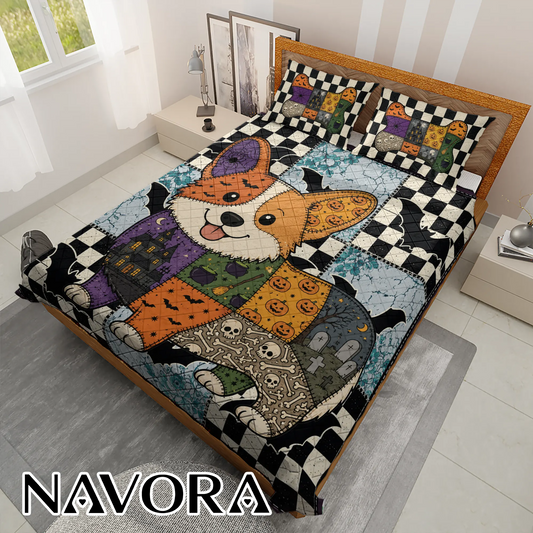 Halloween Corgi Bedding Set – Cute Spooky Dog Bed Set