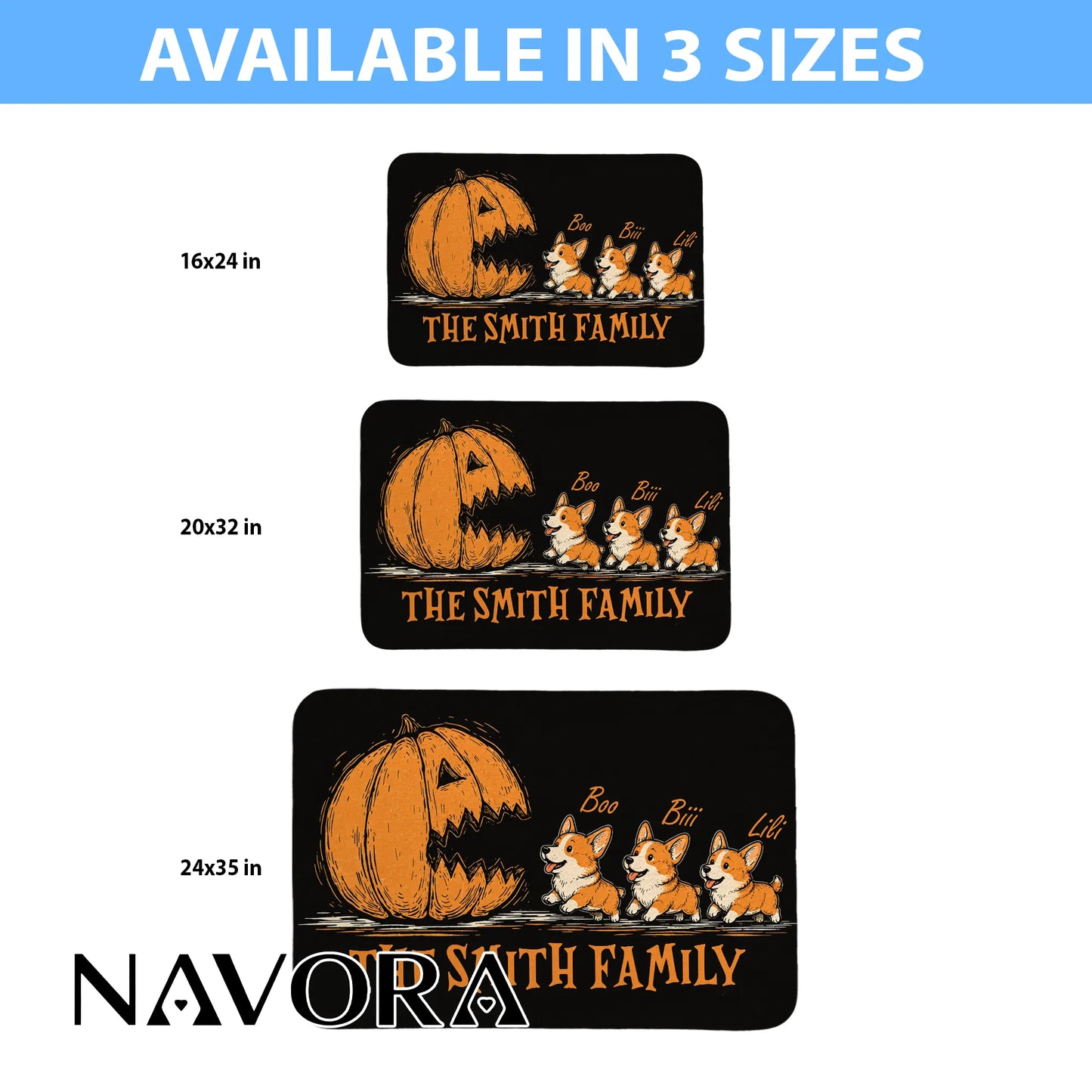 Halloween Corgi Welcome Doormat Personalized