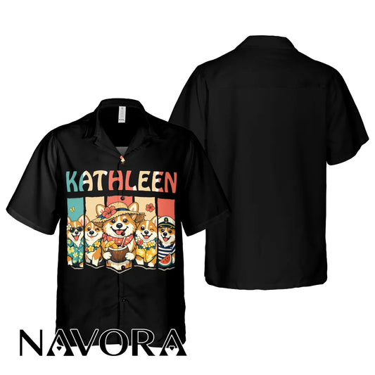 Personalized Corgi Hawaiian Shirt – Custom Name Summer Gift