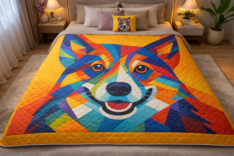 Corgi Quilt – Cute Dog Lover Blanket & Cozy Pet Bedroom Decor