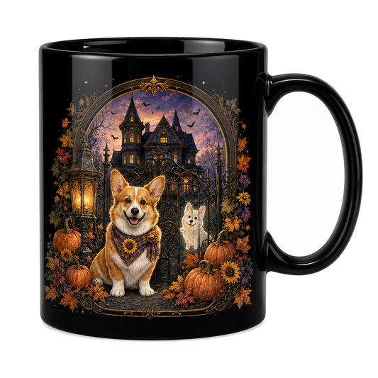 Haunted Mansion Corgi Mug – Gothic Halloween Gift