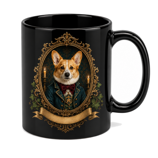 Victorian Corgi Portrait Mug – Gothic Dog Lover Gift