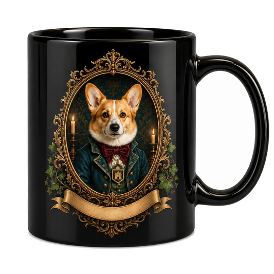 Victorian Corgi Portrait Mug – Gothic Dog Lover Gift