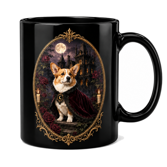 Gothic Corgi Halloween Mug – Haunted Mansion Gift