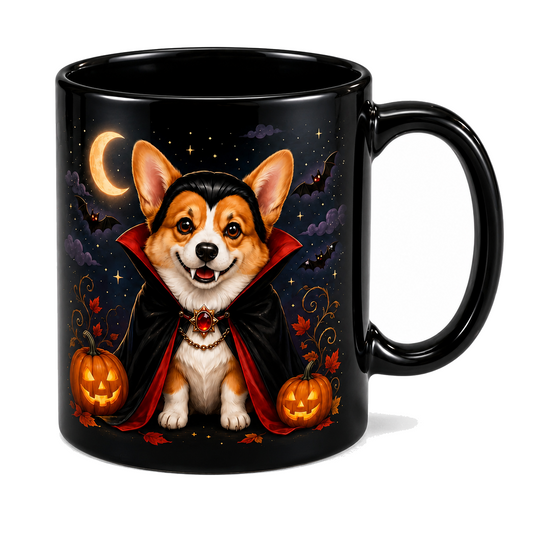 Vampire Corgi Halloween Mug – Spooky Dog Lover Gift