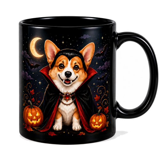 Vampire Corgi Halloween Mug – Spooky Dog Lover Gift