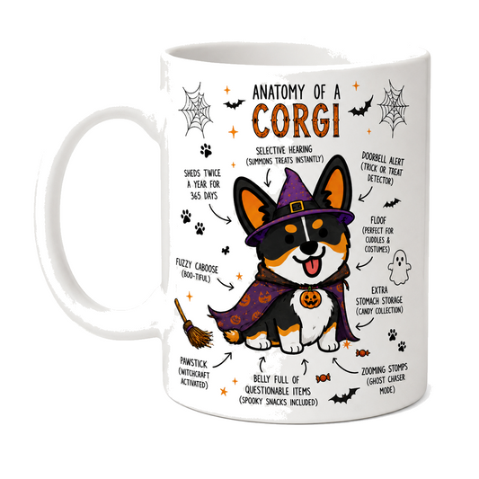 Halloween Corgi Mug, Witch Corgi Coffee Cup