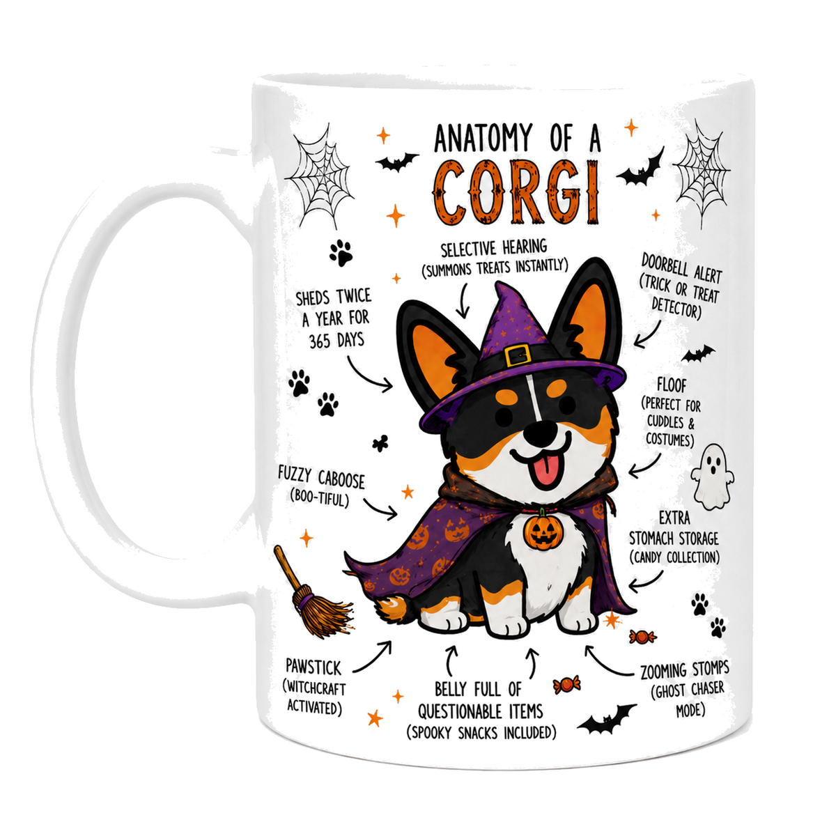 Halloween Corgi Mug, Witch Corgi Coffee Cup