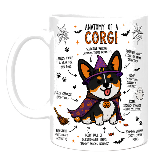 Halloween Corgi Mug, Witch Corgi Coffee Cup