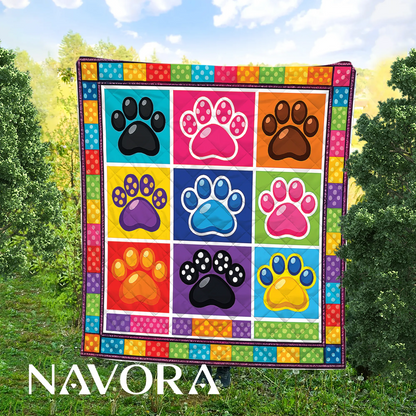 Colorful Paw Print Quilt – Cozy & Fun Pet Lover Blanket