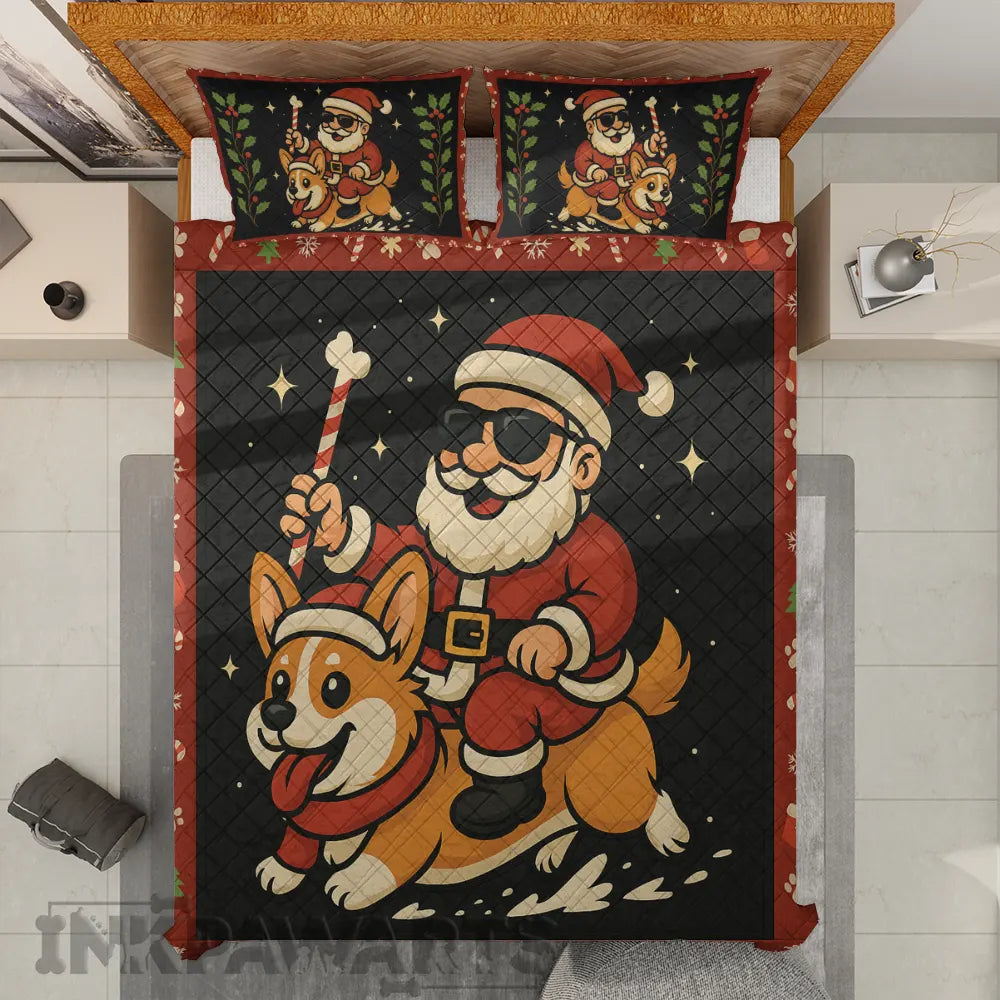 Corgi Bedding Se Funny Christmas Santa Dog