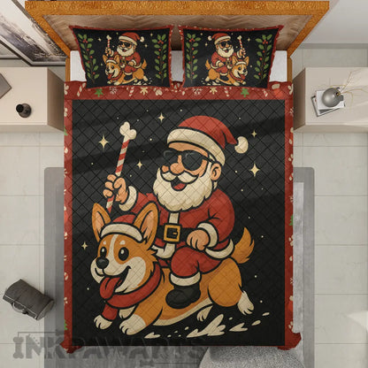 Corgi Bedding Se Funny Christmas Santa Dog