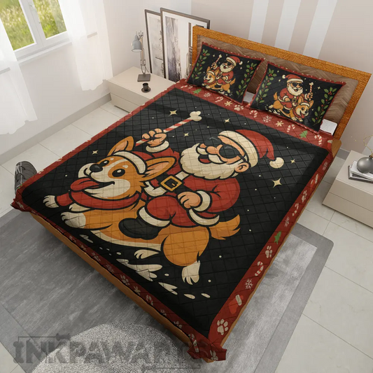 Corgi Bedding Se Funny Christmas Santa Dog