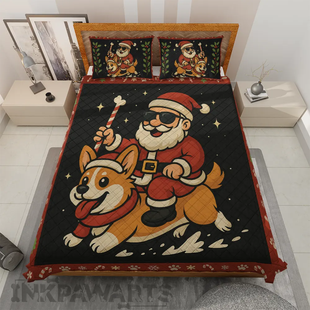 Corgi Bedding Se Funny Christmas Santa Dog