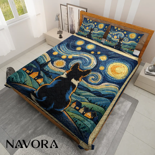 Corgi Bedding Set – Starry Night Artistic Dog Quilt