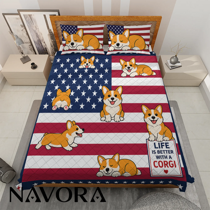 Corgi Bedding Sets – 4th July Independence Day Quilt
