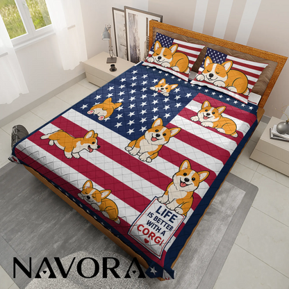 Corgi Bedding Sets – 4th July Independence Day Quilt