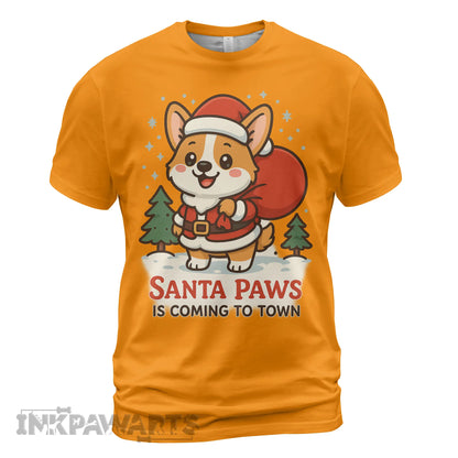 Corgi Christmas T-Shirt with cartoon Santa dog and gift sack festive holiday shirt for dog lovers