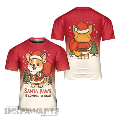 Corgi Christmas T-Shirt Cute Santa Paws Holiday Dog Tee