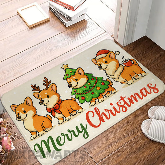 Corgi Doormat Merry Christmas 