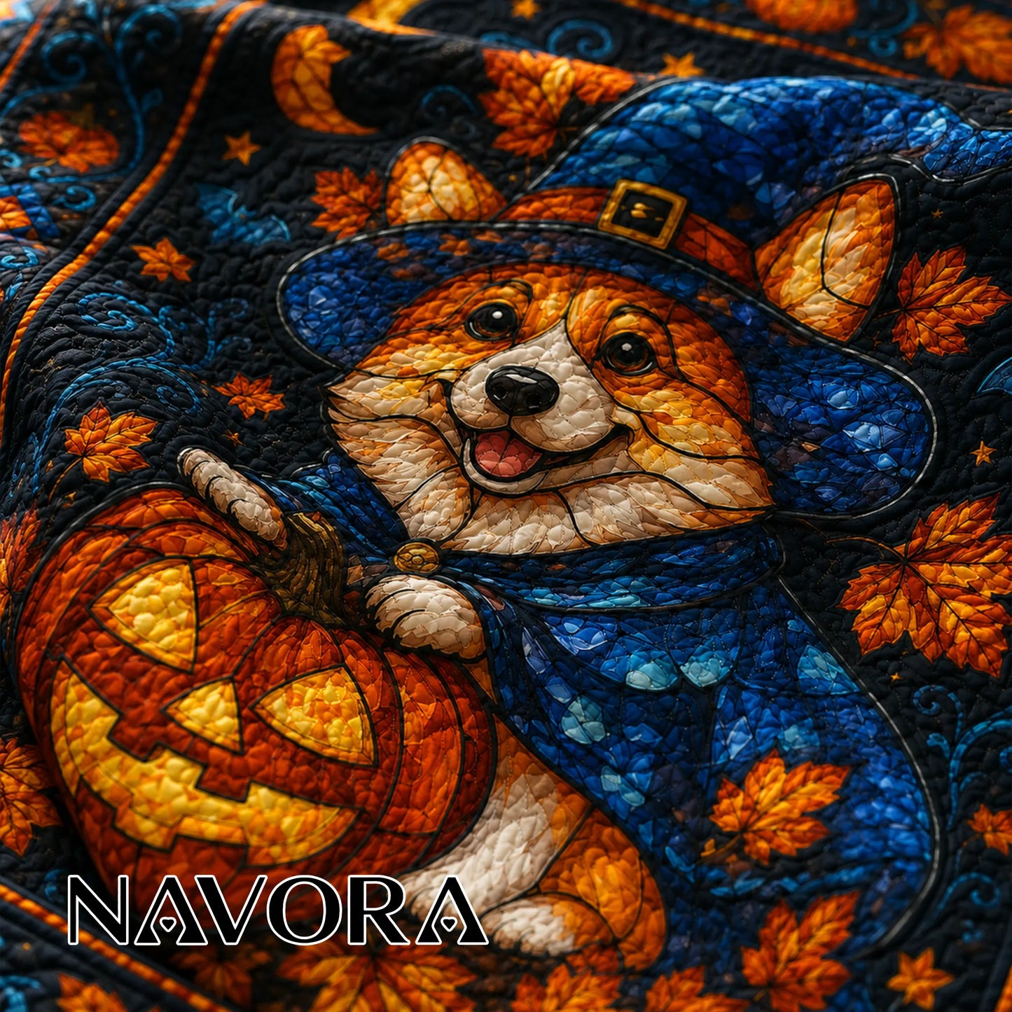 Corgi Halloween Quilt – Witch Corgi Fall Dog Blanket