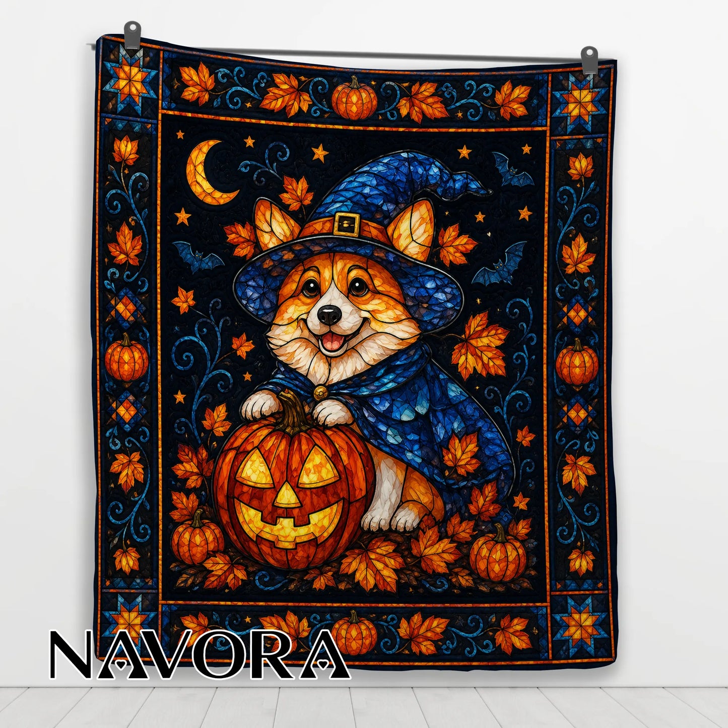  Corgi Halloween Quilt – Witch Corgi Fall Dog Blanket