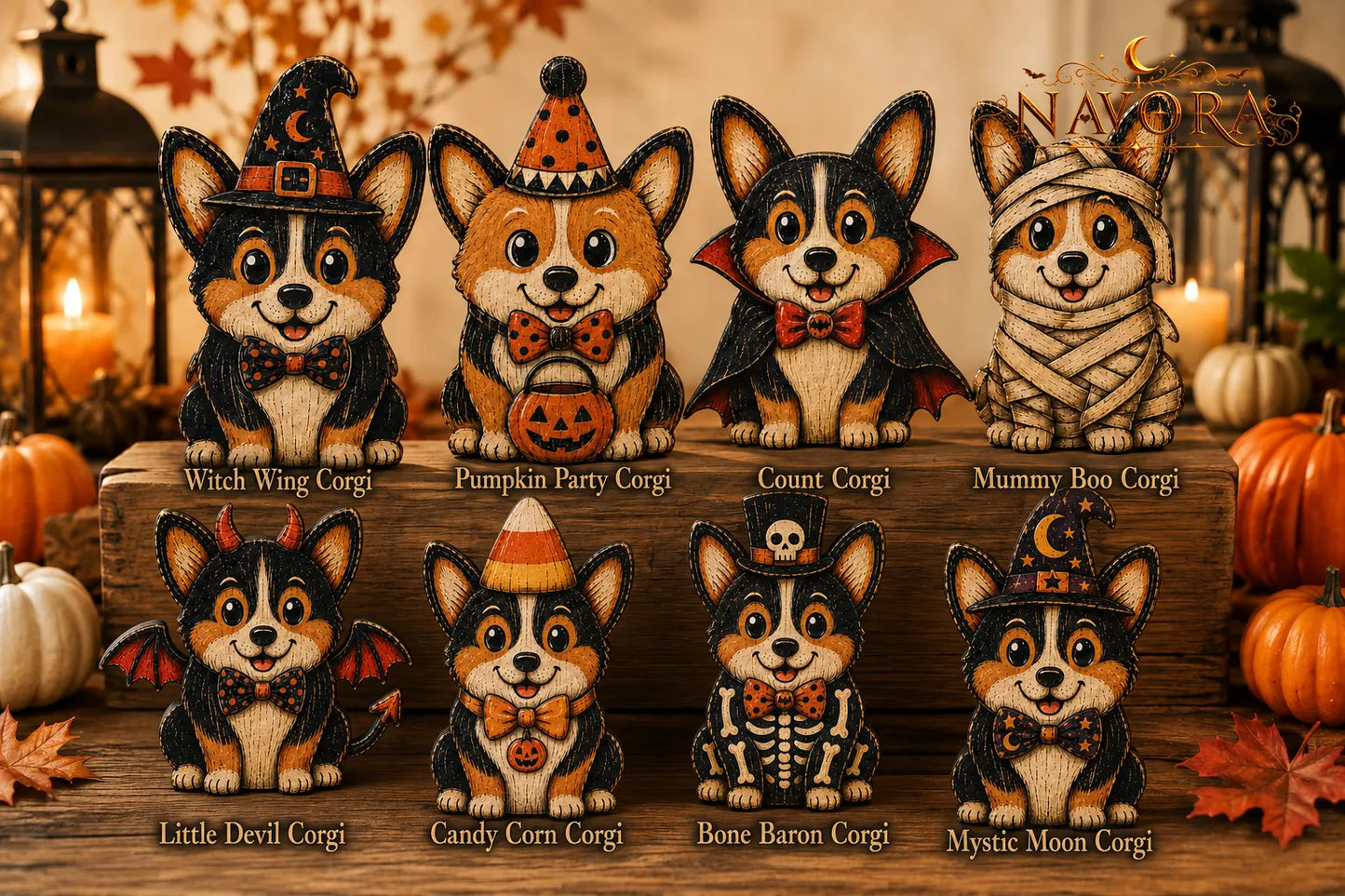 Corgi Halloween Wooden Block