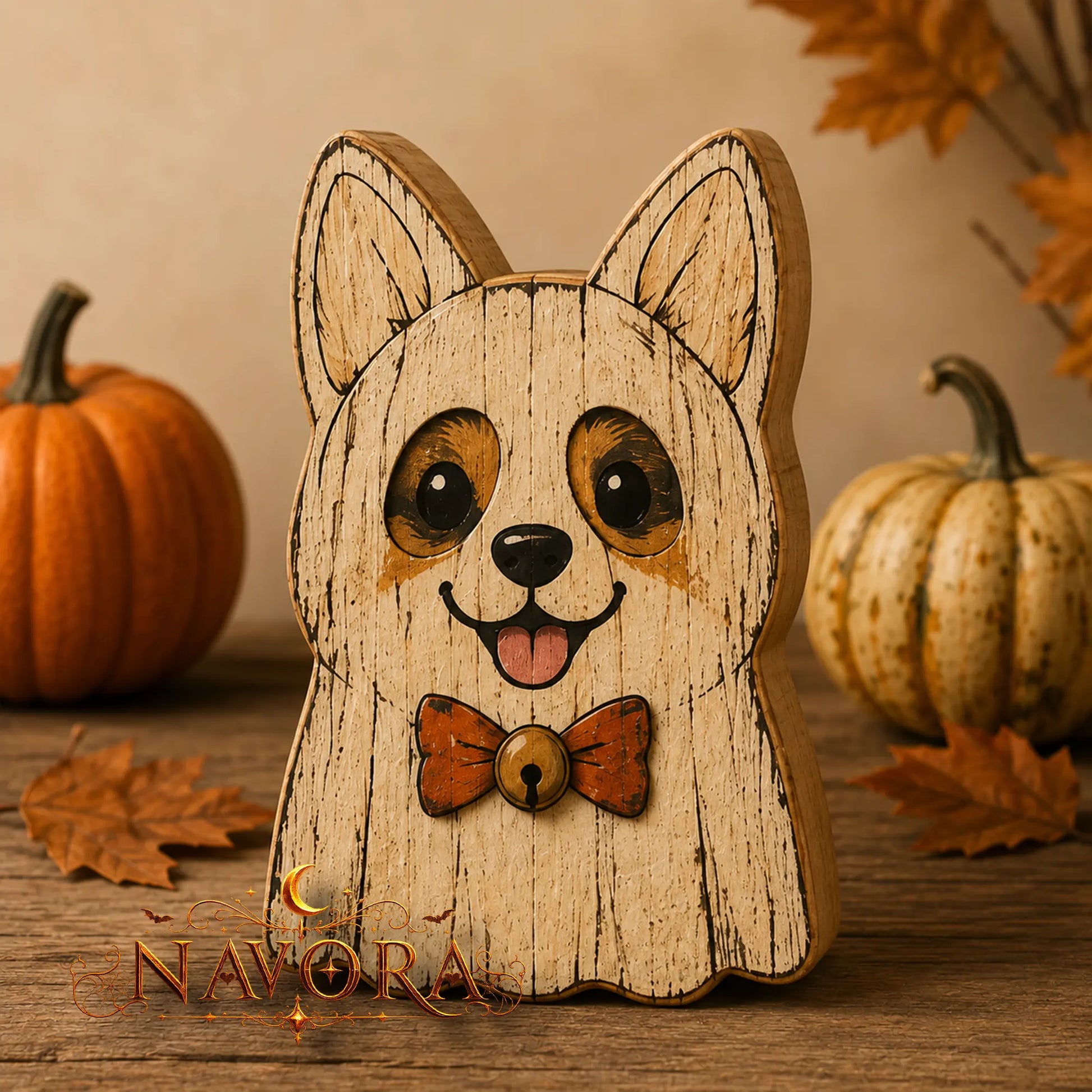 Corgi Halloween Wooden Block