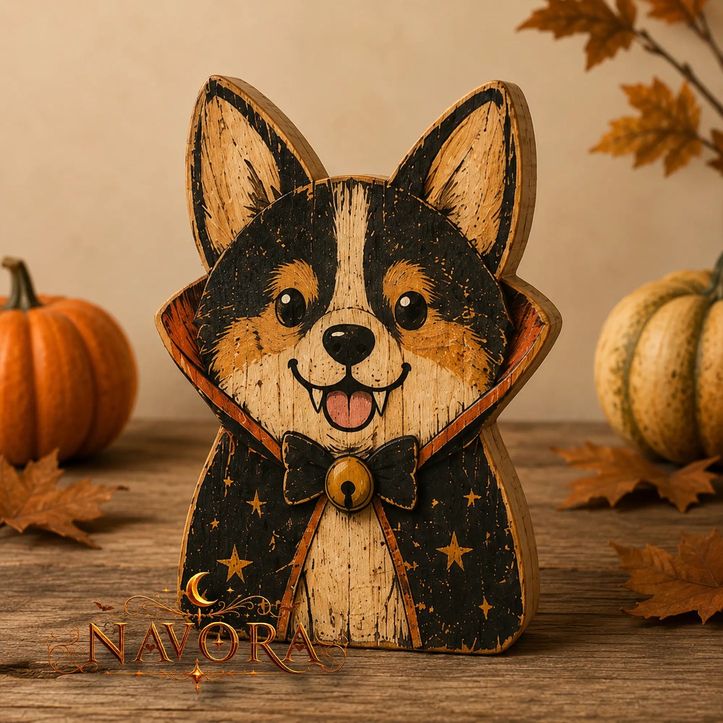 Corgi Halloween Wooden Block