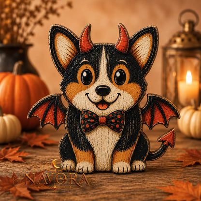 Corgi Halloween Wooden Block