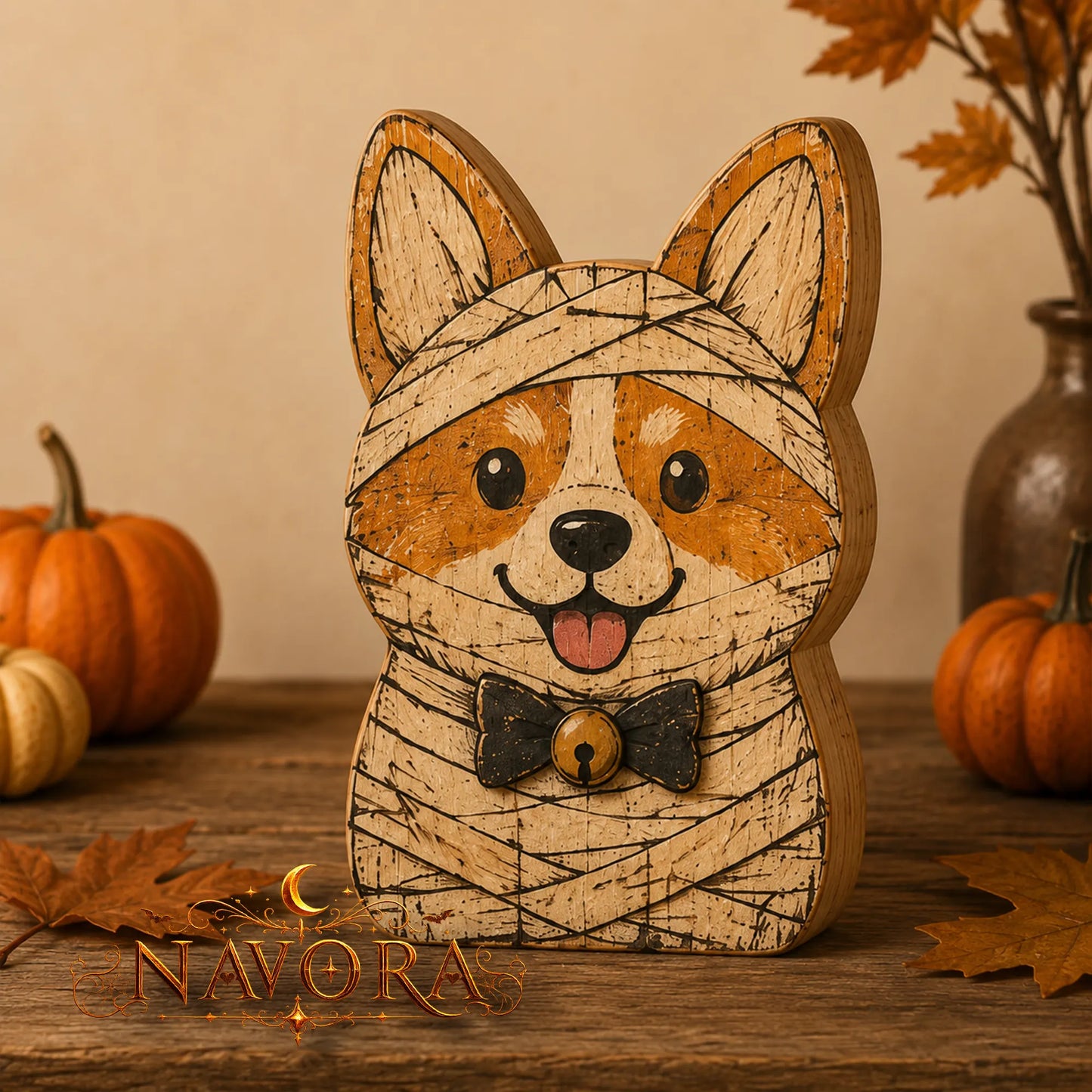 Corgi Halloween Wooden Block