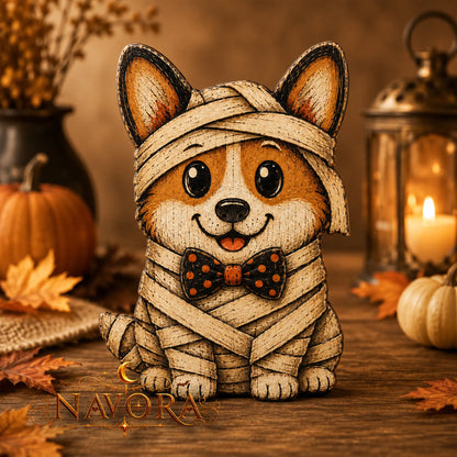 Corgi Halloween Wooden Block