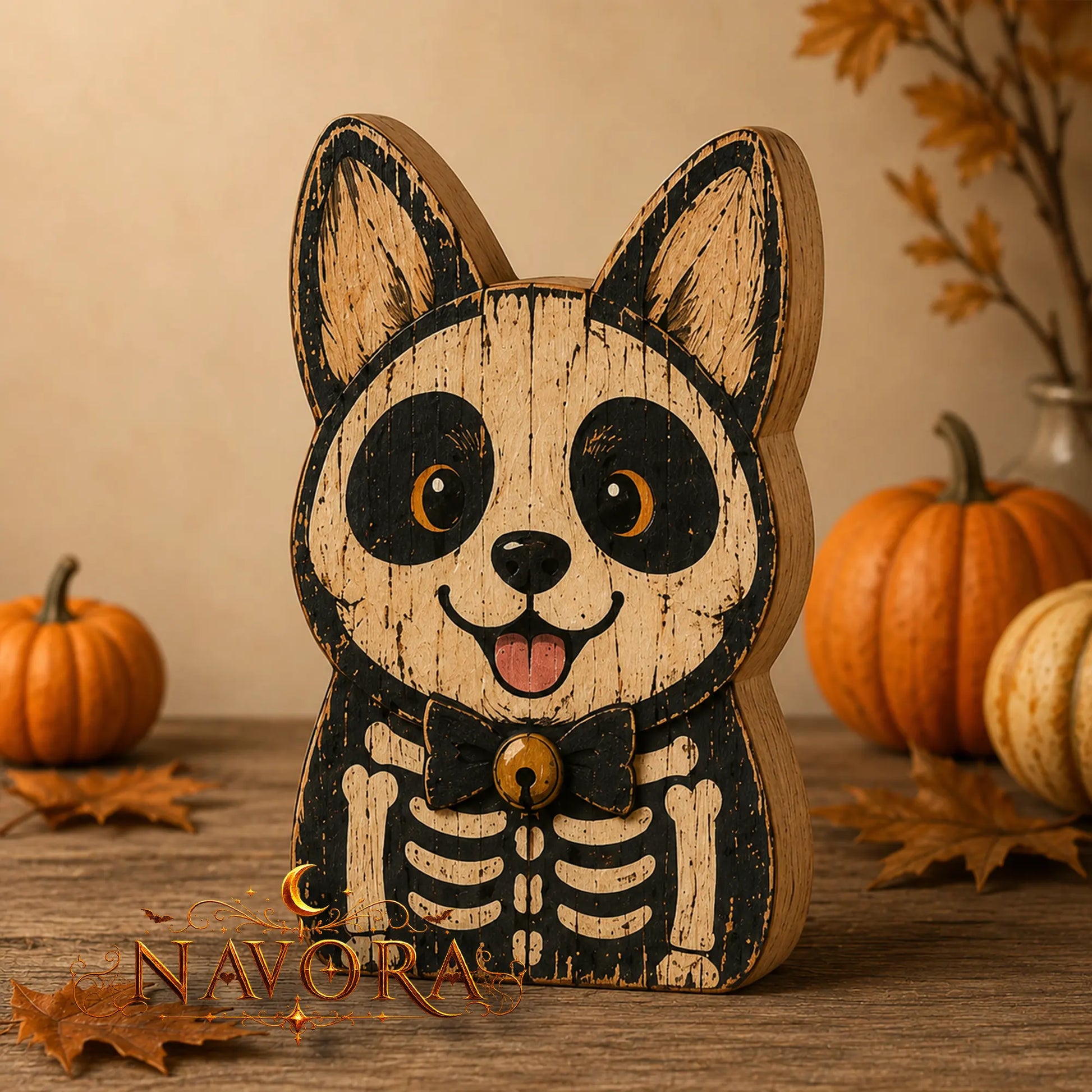 Corgi Halloween Wooden Block