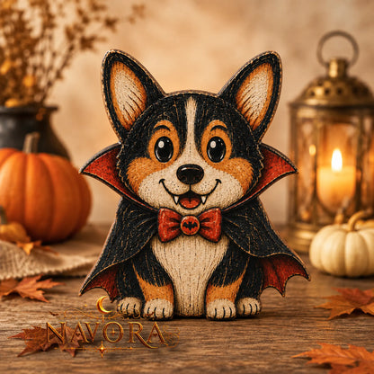 Corgi Halloween Wooden Block