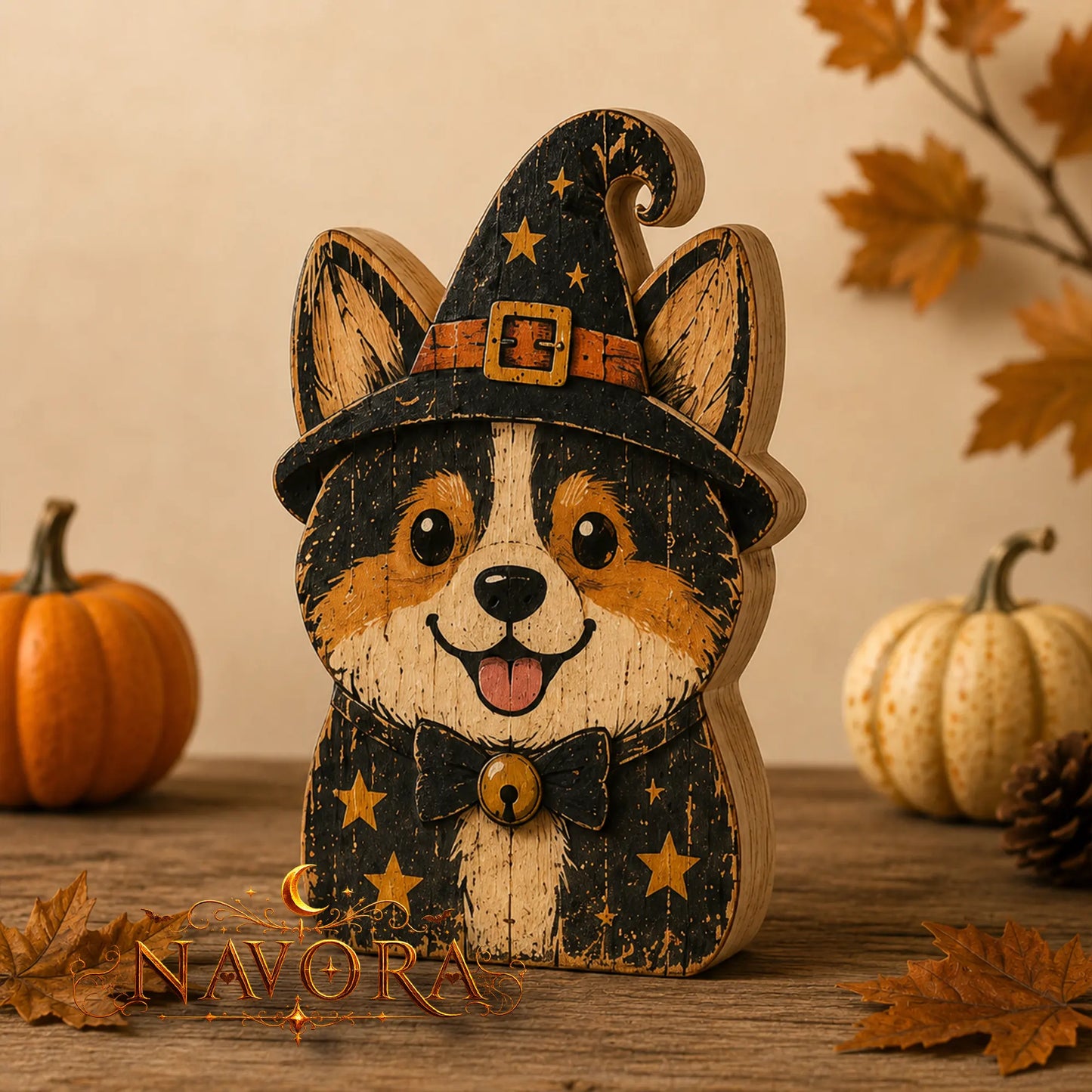 Corgi Halloween Wooden Block
