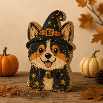 Corgi Halloween Wooden Block