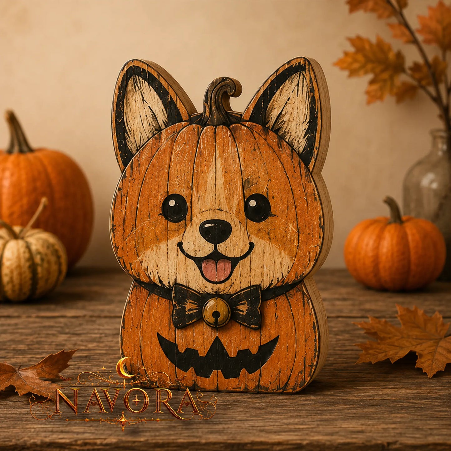 Corgi Halloween Wooden Block