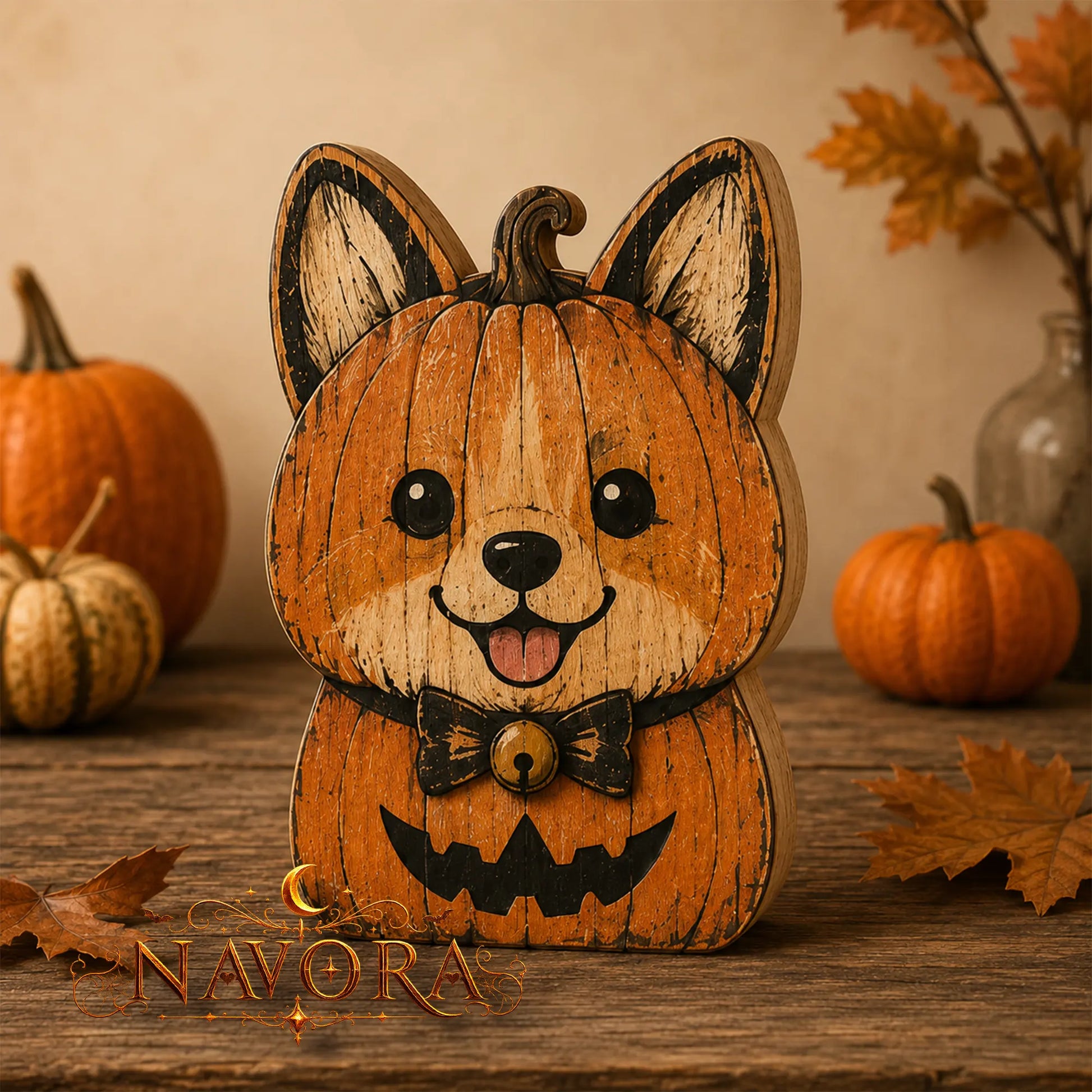 Corgi Halloween Wooden Block