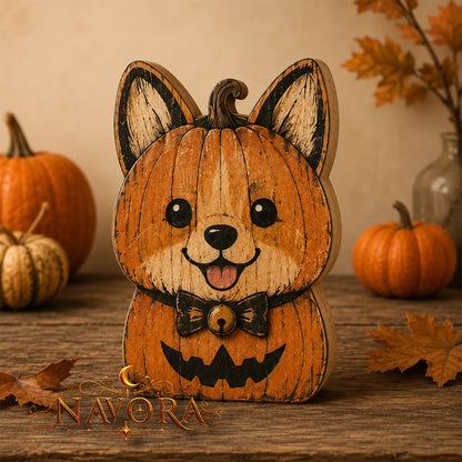 Corgi Halloween Wooden Block