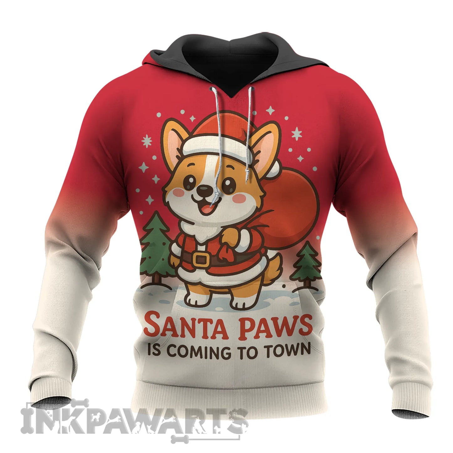Corgi Hoodie Santa Paws Christmas Pullover or Zip Hoodie